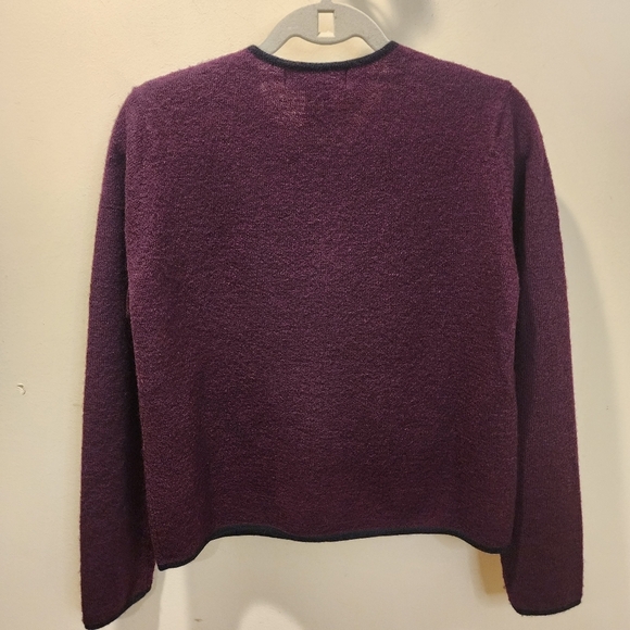 GEOFFREY BEENE BURGUNDY 100% Wool Zip Up Sweater size S - Picture 3 of 10